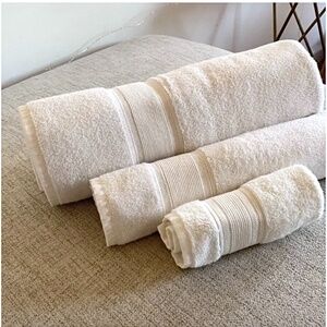 🪞 NEW SET  Ivory ultra soft turkish cottton bath towel set of 3 multiple sizes
